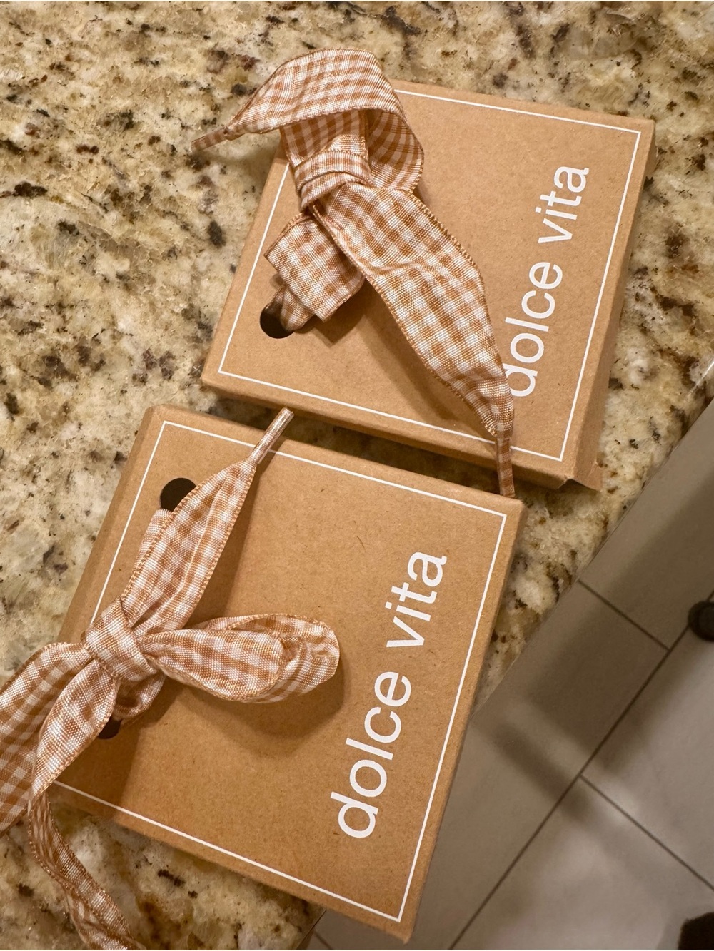 dolce vita Tan Gingham Shoelaces